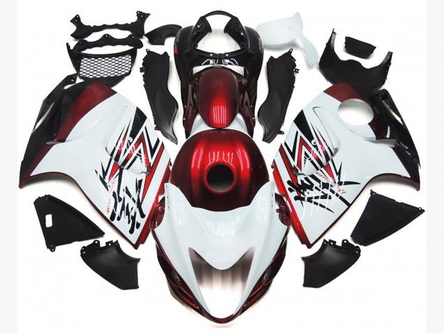 Bianco Lucido Con Rosso Intenso Personalizzato 08-20 GSXR 1300 Carene Moto