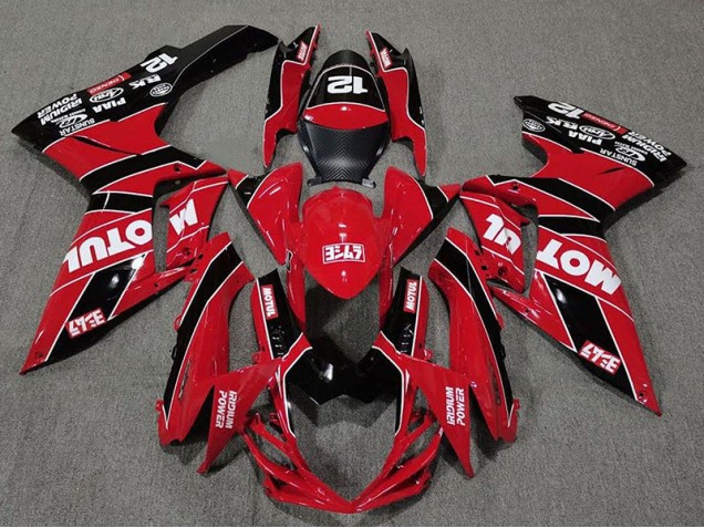 Rosso Lucido & Nero Motul 11-24 GSXR 600-750 Carene Moto